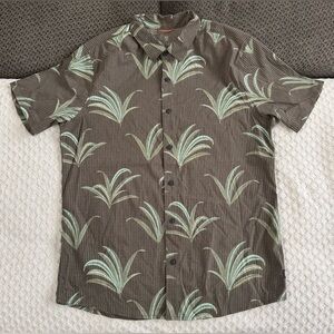 Roark Bless Up Mechanical Stretch Button Up Shirt Taupe Medium RW534 Plant